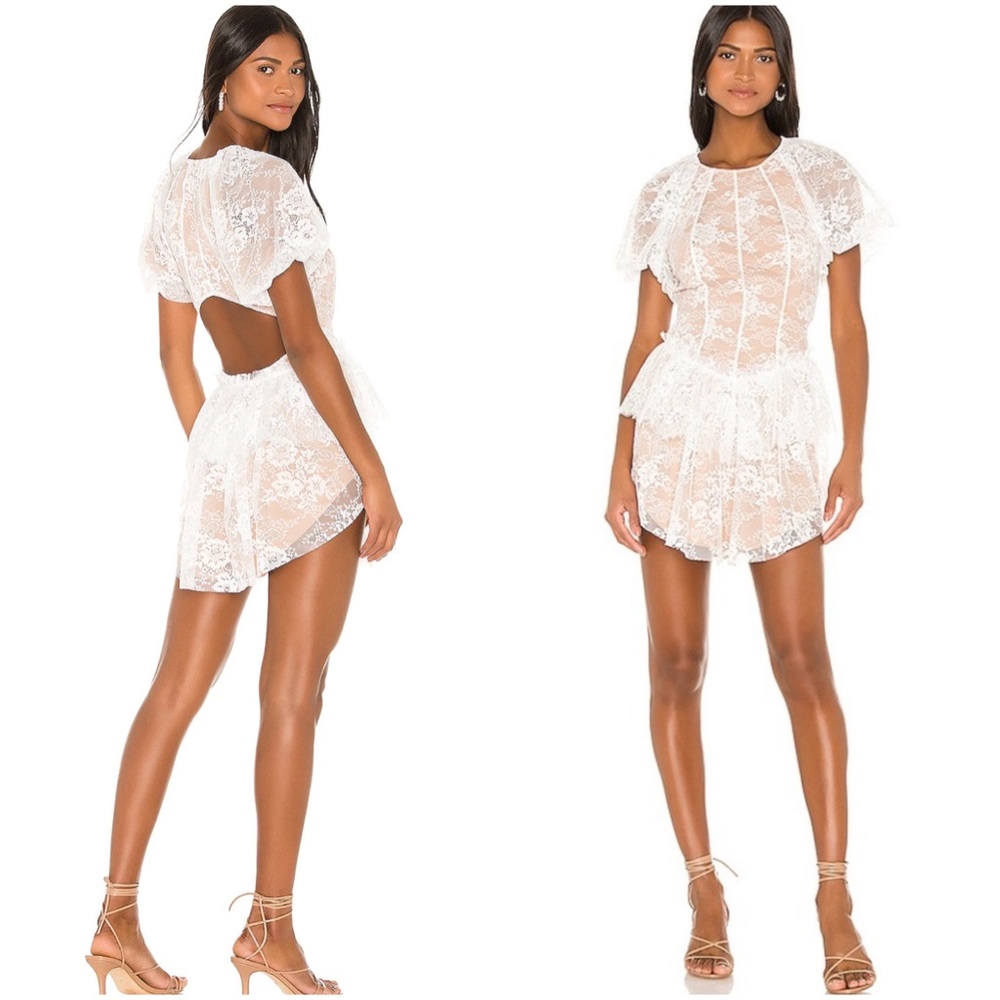 NWT for Love & Lemons Verbena Tiered Lace Mini Dress